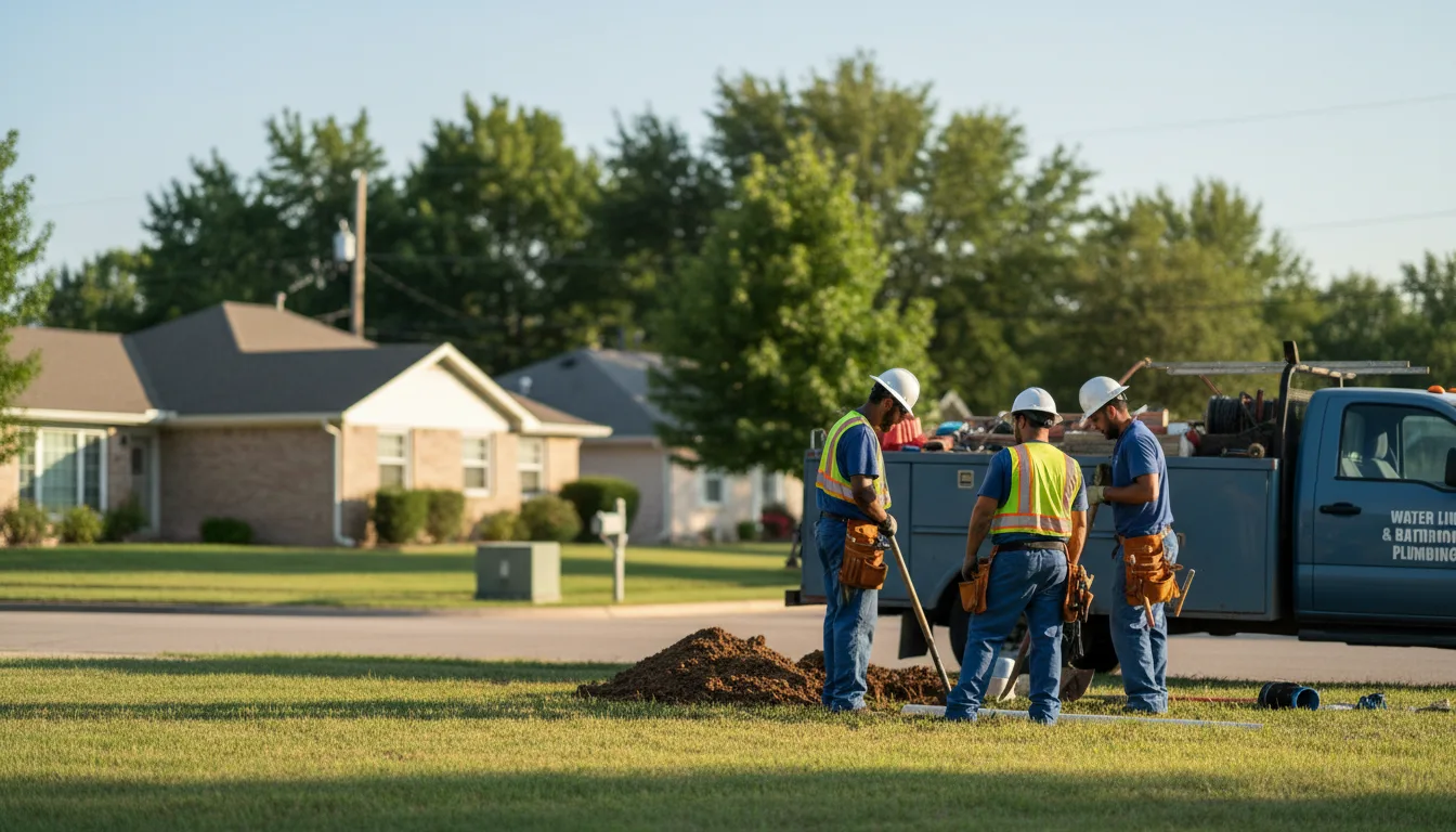Residential water line and bathroom plumbing service in Adrian, MO